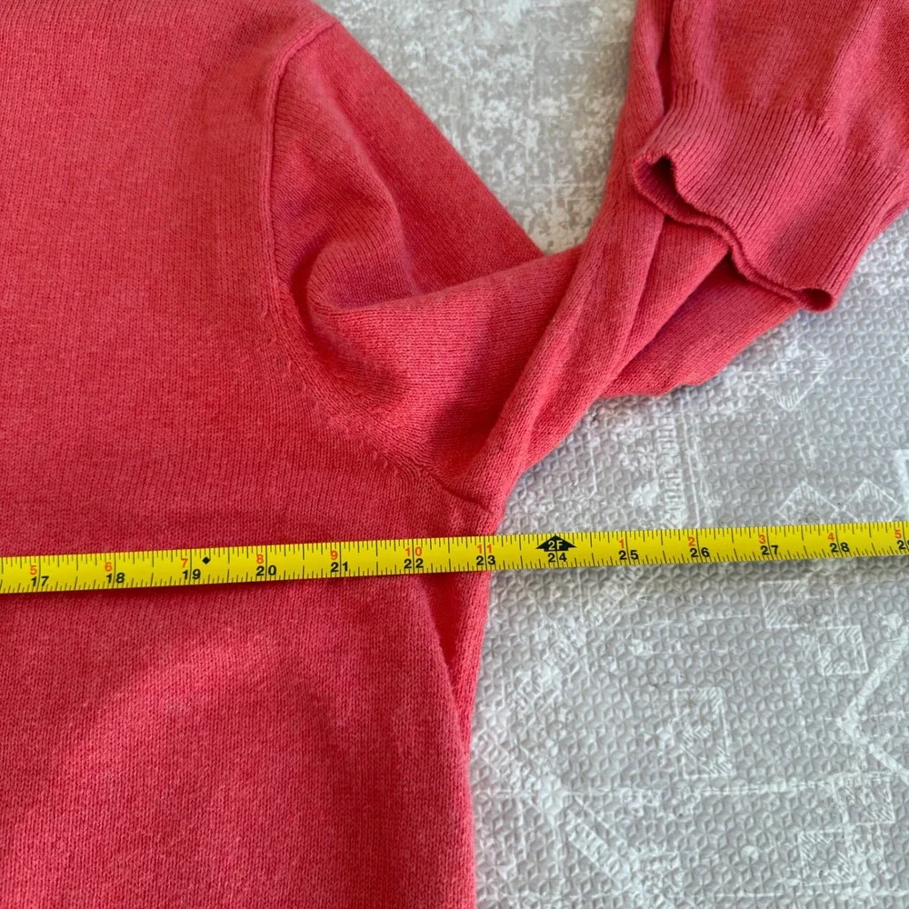 J Crew Mens XL 100% Cotton Coral Red 1/4 Zip Mock Neck Sweater‎